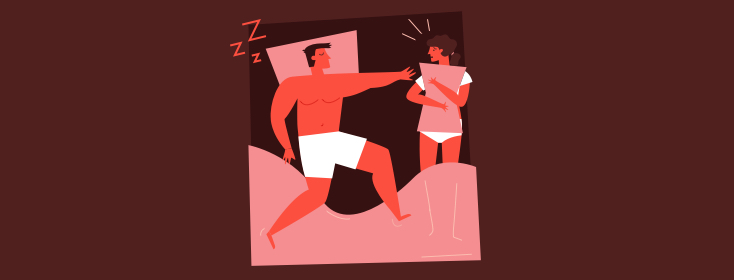 Image of man making a movement in bed while sleeping.