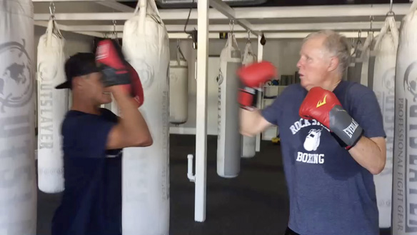 Contributor participating in a Rock Steady Boxing class