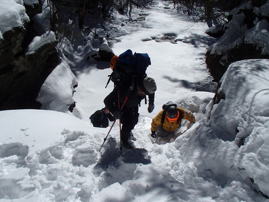 Dan and Wife Heather climbing a frozen waterfall at Ricketts Glen