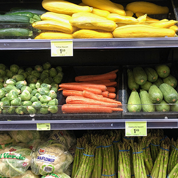 A lot of different vegetables in a store