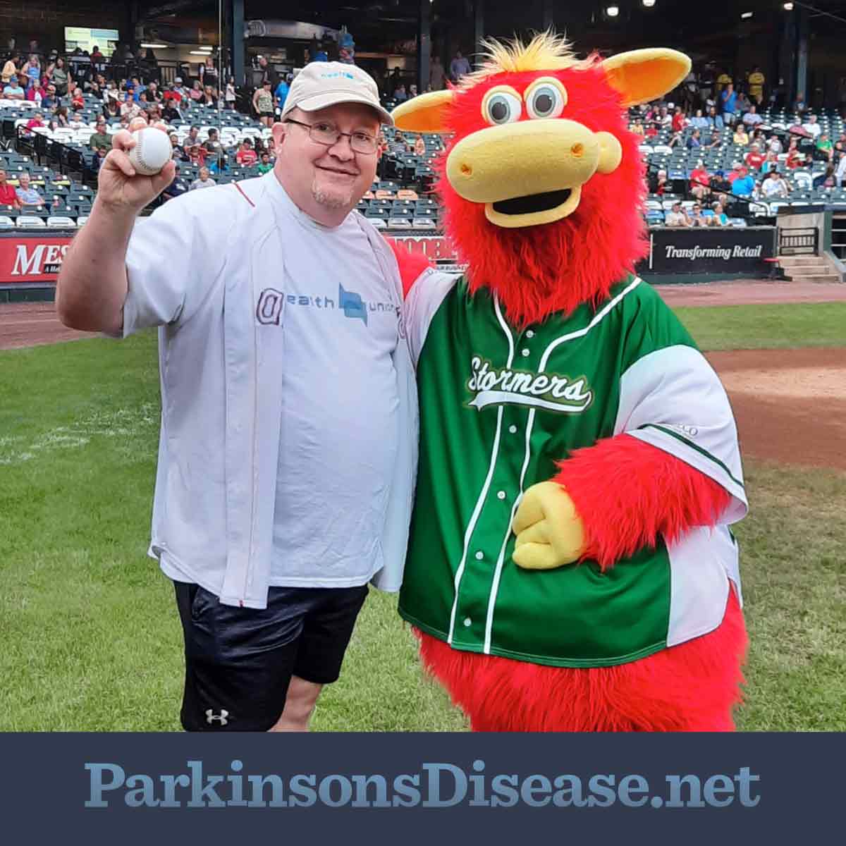 Dan posing with the Lancaster Barnstormers Mascot